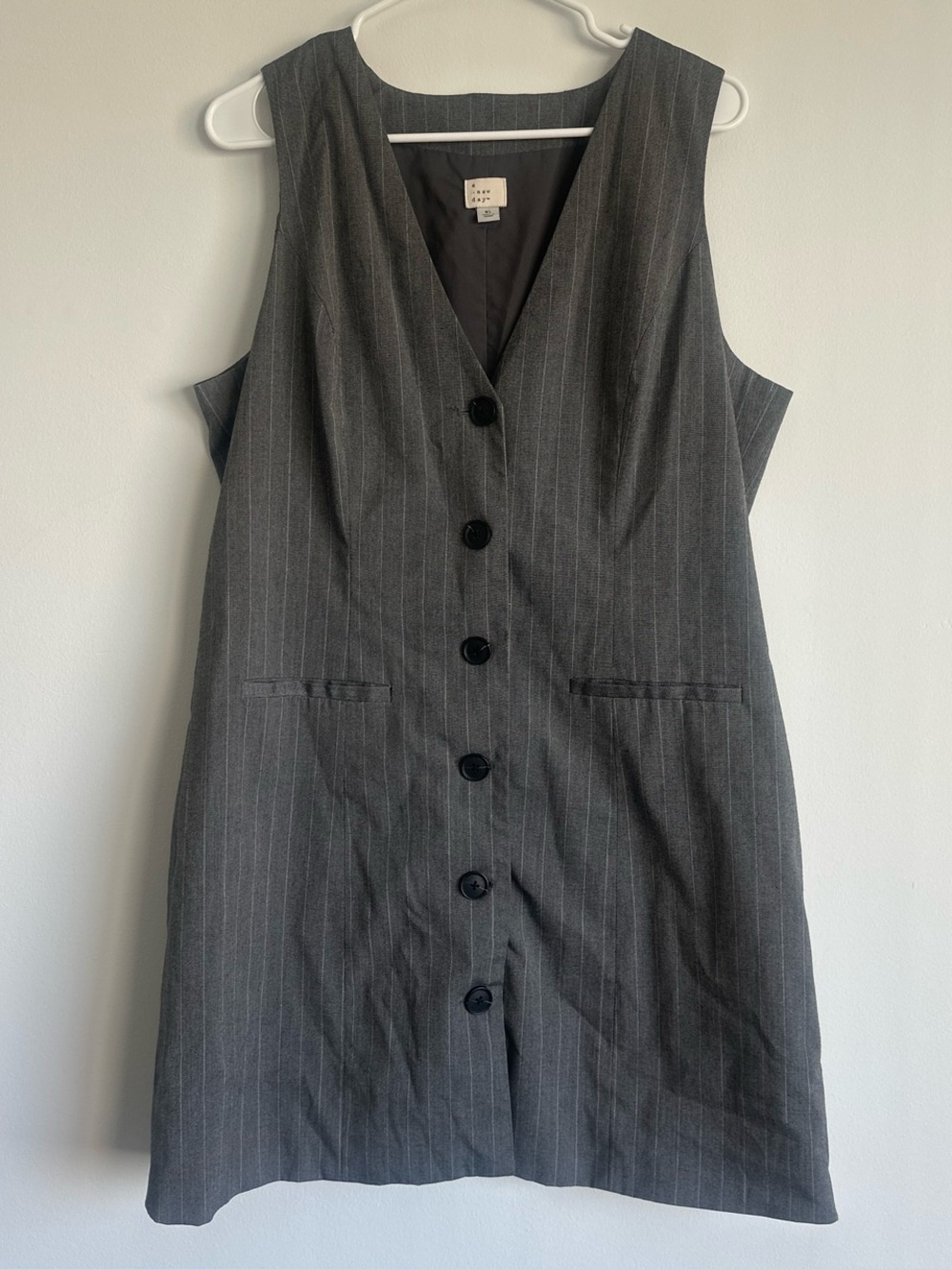 a new day Gray Pinstripe Sleeveless Button Dress